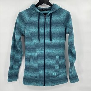 Under Armour Storm Full Zip Hoodie Size S/M Long Teal Fleece Sweater Jacket